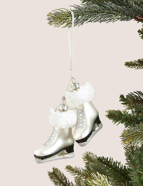 Glass Hanging Ice Skating Boots Decoration