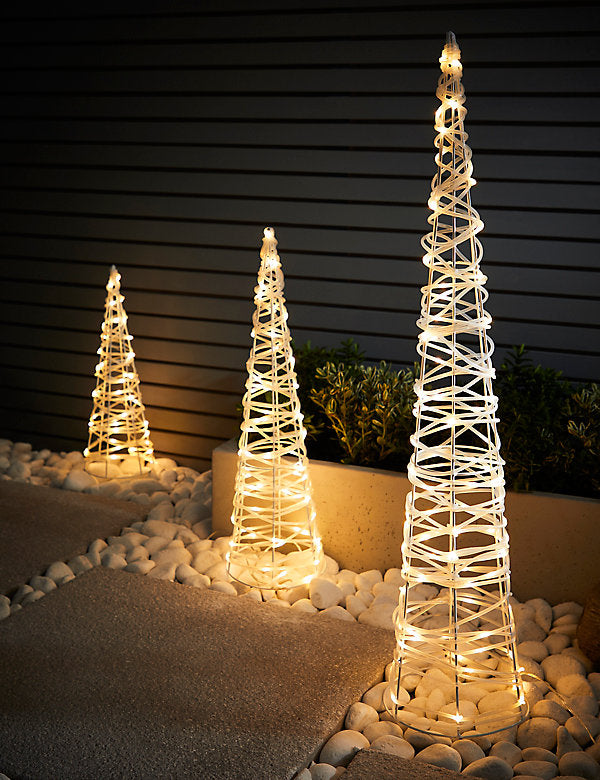 3 Pack Outdoor LED Cone Trees