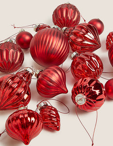 20 Pack Red Glass Hanging Baubles