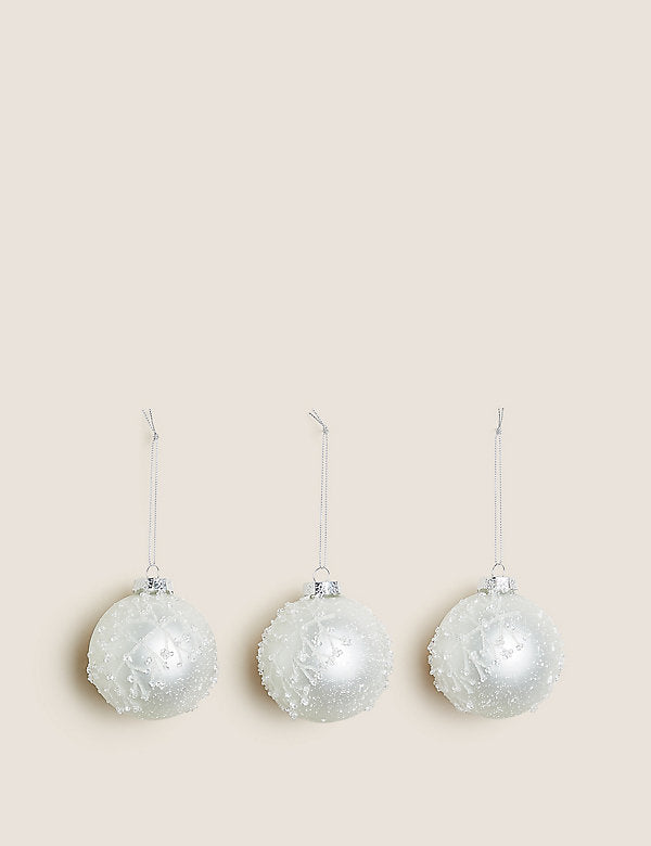 3 Pack Embellished Glass Jewelled Baubles