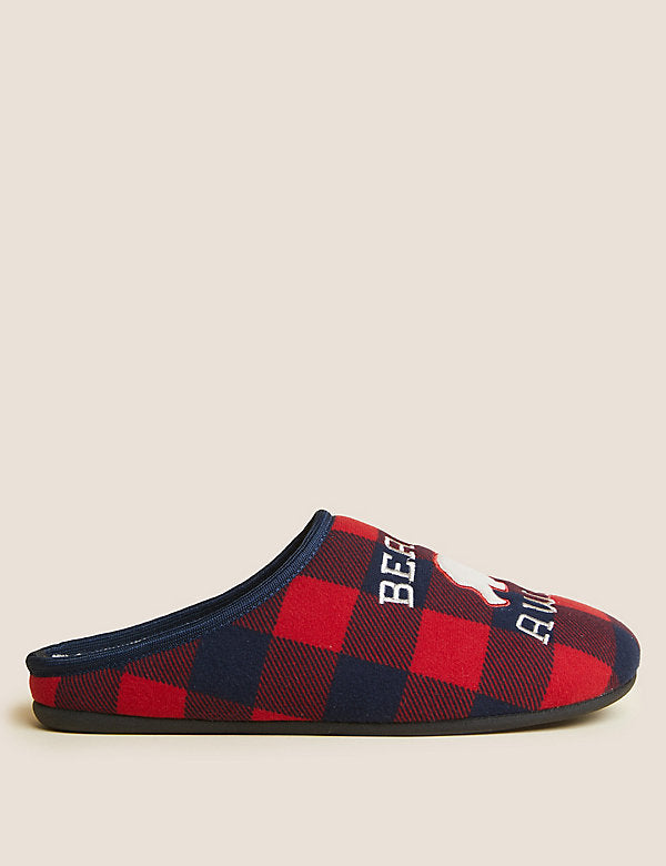 Checked Mule Slippers